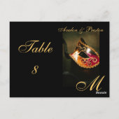 Monogram Maskenmaske Gold Table Platzkarte Postkarte (Rückseite)