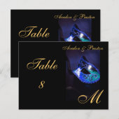 Monogram Masquerade Mask Blue Table Platzkarte Postkarte (Vorne/Hinten)