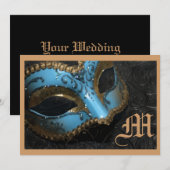 Monogram Masquerade Renaissance Hochzeit Einladung (Vorne/Hinten)