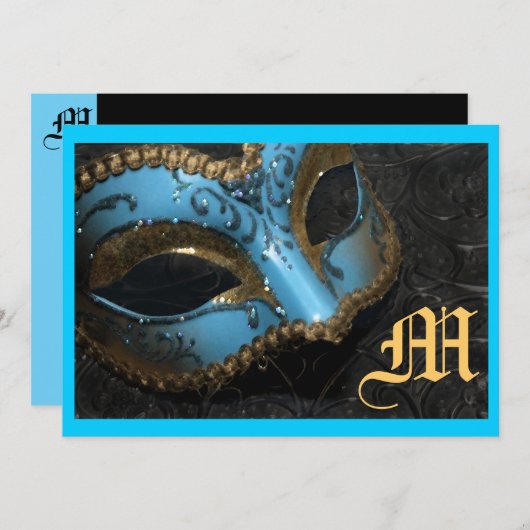 Monogram Masqurade Renaissance Hochzeit Einladung (Vorne/Hinten)