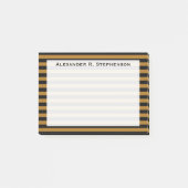 Monogram Matte Gold und Black Strip Post-it Klebezettel (Vorderseite)