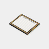 Monogram Matte Gold und Black Strip Post-it Klebezettel (angewinkelt)