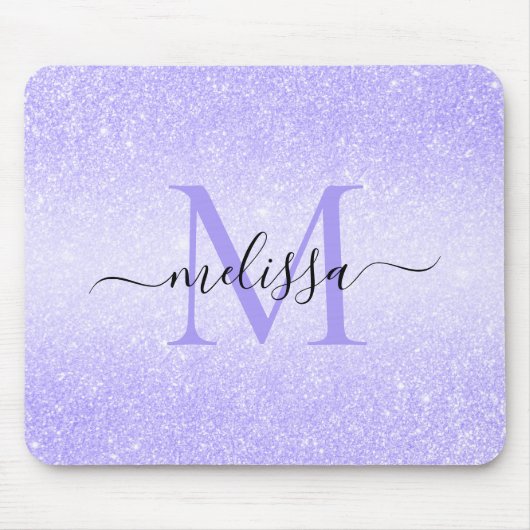 Monogram-Maus-Pad für den lila Glitzer Mousepad (Vorne)