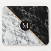 Monogram-Maus-Pad Schwarz-Weiß-Marmorstein Mousepad (Vorne)