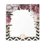 Monogram Mauve Blume und Gold mit Zickzack Notizblock (Vorderseite)