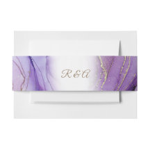 Monogram Mauve Gold Wedding Einladungs Bauchband