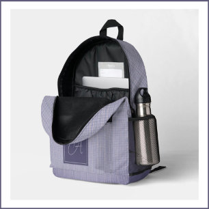 Monogram Mauve Lila Kariert Bedruckter Rucksack