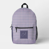 Monogram Mauve Lila Kariert Bedruckter Rucksack (Vorderseite)