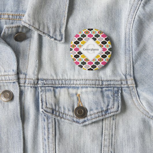 Monogram Maximalist Rainbow Dot Mandalases Patchwo Button (Beispiel)