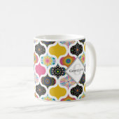 Monogram Maximalist Rainbow Dot Mandalases Patchwo Kaffeetasse (VorderseiteRechts)