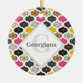 Monogram Maximalist Rainbow Dot Mandalases Patchwo Keramik Ornament (Vorne)