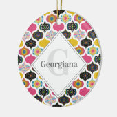 Monogram Maximalist Rainbow Dot Mandalases Patchwo Keramik Ornament (Links)