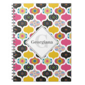 Monogram Maximalist Rainbow Dot Mandalases Patchwo Notizblock (Vorderseite)