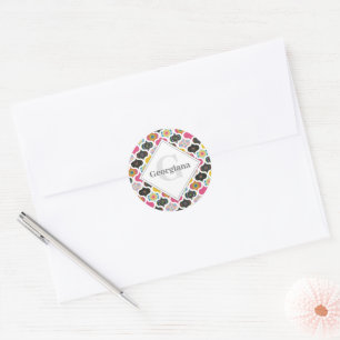 Monogram Maximalist Rainbow Dot Mandalases Patchwo Runder Aufkleber