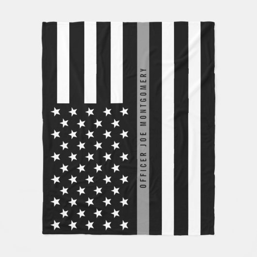 Monogram Med für die dünne graue Linie Fleecedecke (Vorderseite)