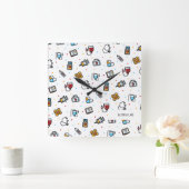 Monogram. Medical Pattern. For Doctors and Nurses Quadratische Wanduhr (Zuhause)