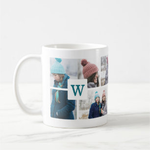 Monogram-Mehrfach-Foto-Layout Kaffeetasse
