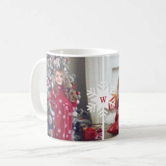 Monogram-Mehrfach-Foto-Layout Kaffeetasse (Vorderseite Links)