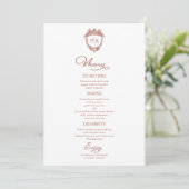 Monogram Menu Cards Rose Gold Script Menükarte (Stehend Vorderseite)
