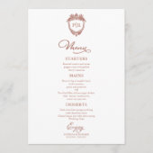 Monogram Menu Cards Rose Gold Script Menükarte (Vorderseite)