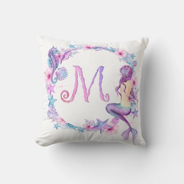 Monogram Mermaid Pillow - M Kissen (Vorderseite)
