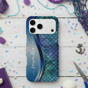 Monogram Mermaid Scale Lila Navy Blue Case-Mate iPhone Hülle