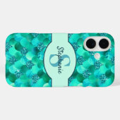 Monogram Mermaid Scales Sea Green Aqua Blue Case-Mate iPhone Hülle (Rückseite (Horizontal))