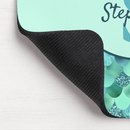 Monogram Mermaid Scales Sea Green Aqua Blue Mousepad (Ecke)