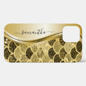 Monogram Mermaid Scanner Glitzer Gelber Goldname Case-Mate iPhone Hülle (Rückseite (Horizontal))
