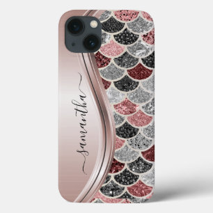 Monogram Mermaid Scanner Glitzer Rosa Silbername Case-Mate iPhone Hülle