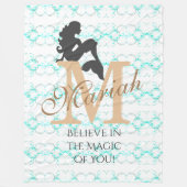Monogram Mermaid Silhouette Fleece Blanket Custom (Vorderseite)