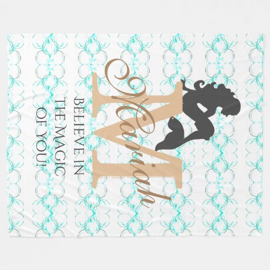 Monogram Mermaid Silhouette Fleece Blanket Custom (Vorderseite (Horizontal))