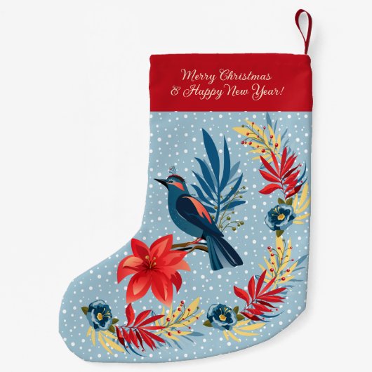 Monogram Merry Christmas & Happy New Year! Floral Kleiner Weihnachtsstrumpf (Rückseite)