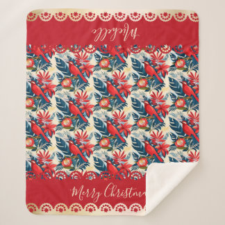 Monogram Merry Christmas & Happy New Year! Floral  Sherpadecke