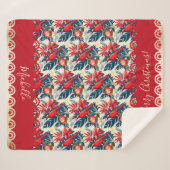 Monogram Merry Christmas & Happy New Year! Floral Sherpadecke (Vorderseite (Horizontal))