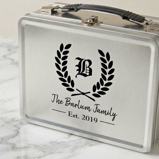 Monogram Metal Lunch Box mit personalisierten Fami