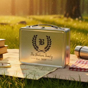 Monogram Metal Lunch Box mit personalisierten Fami