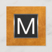 Monogram Metal Trial | Brown Leather Quadratische Visitenkarte (Vorderseite)