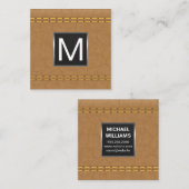 Monogram Metal Trial | Doppelgeheftes Tan Leather Quadratische Visitenkarte (Vorne/Hinten)