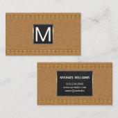 Monogram Metal Trial | Doppelgeheftes Tan Leather Visitenkarte (Vorne/Hinten)