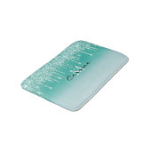 Monogram Metallic Aqua Blue Aquamariner Glitzer Dr Badematte (Schrägansicht)