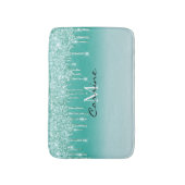Monogram Metallic Aqua Blue Aquamariner Glitzer Dr Badematte (Vorderseite Vertikal)