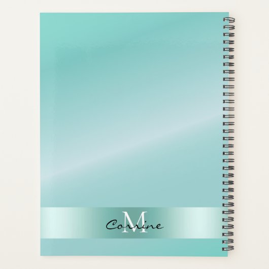 Monogram Metallic Aqua Blue Dripping Glitzer Planer (Rückseite)