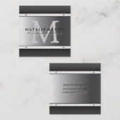 Monogram Metallic Background Quadratische Visitenkarte (Vorne/Hinten)