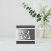 Monogram Metallic Background Quadratische Visitenkarte (Stehend Vorderseite)