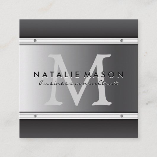 Monogram Metallic Background Quadratische Visitenkarte (Vorderseite)