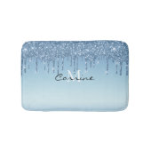 Monogram Metallic Frozen Eis Blue Glitzer Drilling Badematte (Vorderseite)