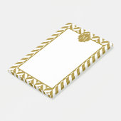 Monogram Metallic Gold Herringbone-Muster Post-it Klebezettel (angewinkelt)