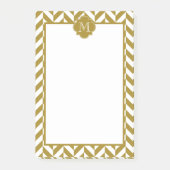 Monogram Metallic Gold Herringbone-Muster Post-it Klebezettel (Vorderseite)