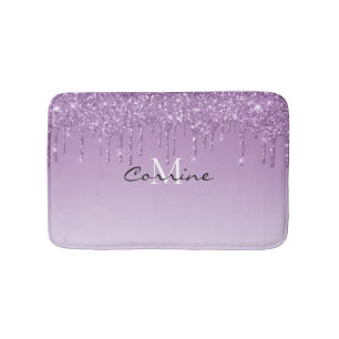 Monogram Metallic Lavendel Lila Glitzer Tropfen Badematte